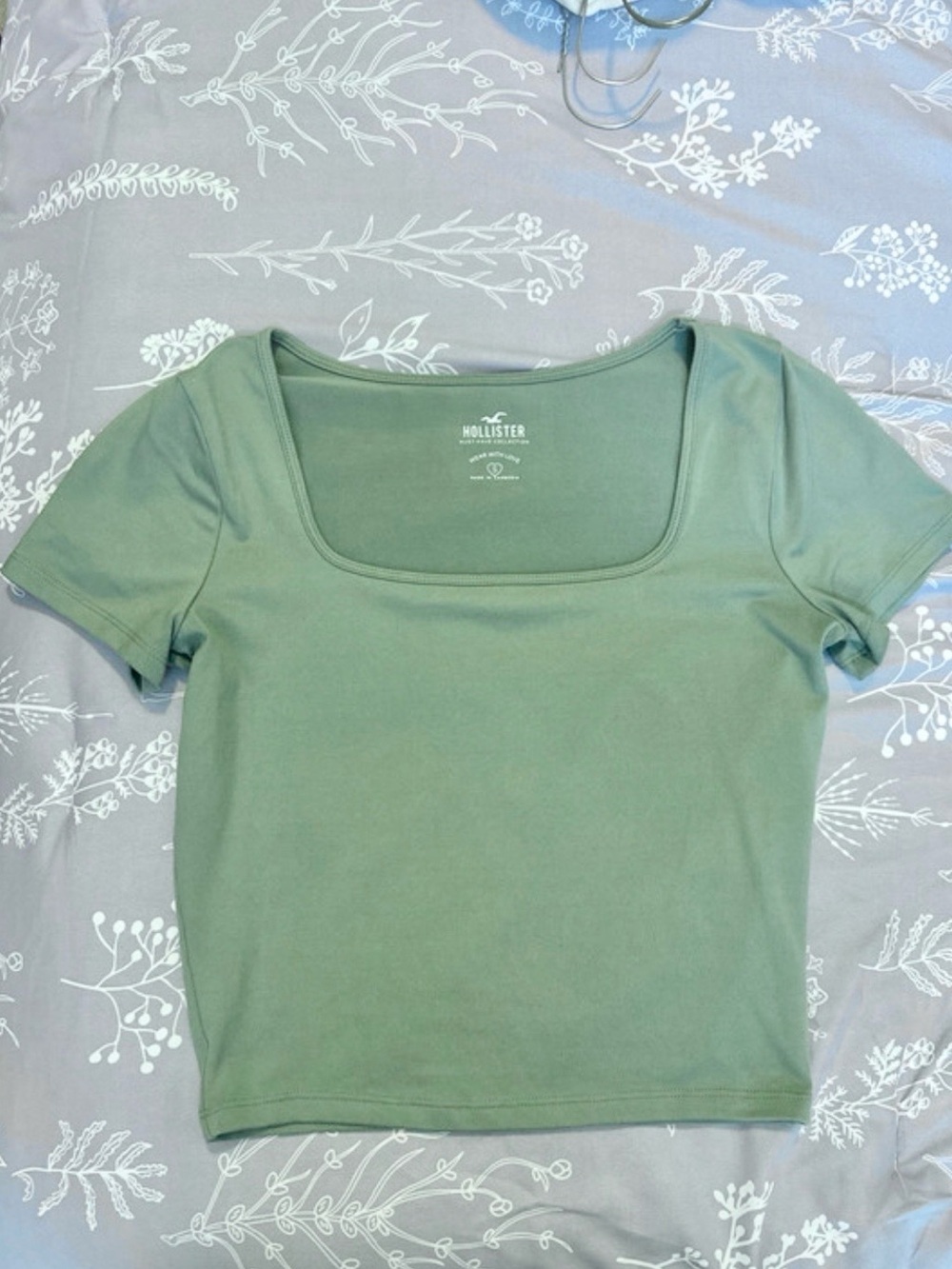Hollister Olive Green Square Neck Crop Top